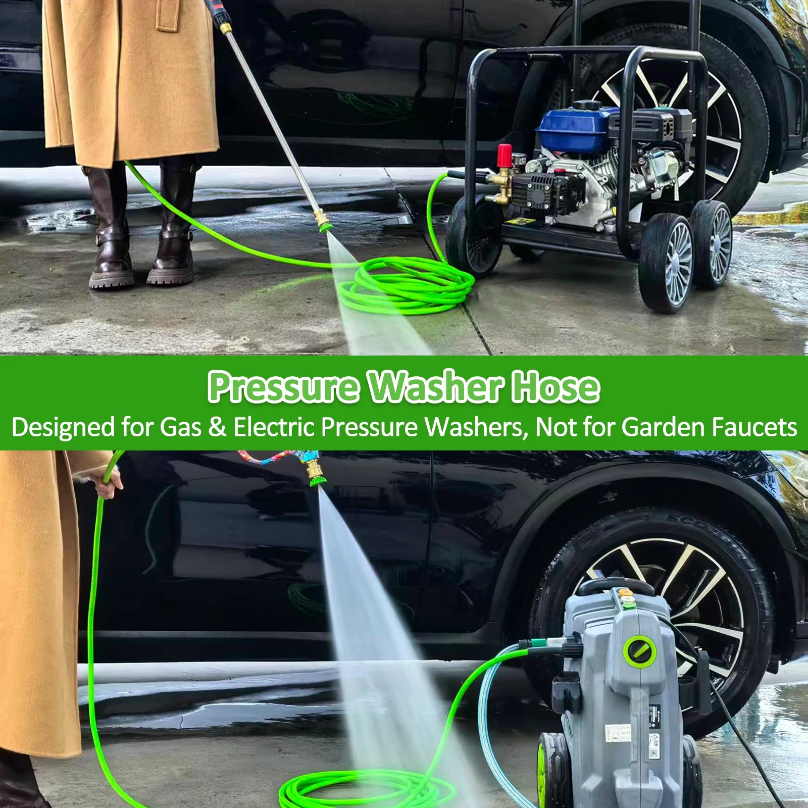 Soft & Flexible Pressure Washer Water Hose 1/4" * 10M/ 200Bar, Kink Resistant Extension Hose, Fit for Kar-cher K2-K7 Click Type