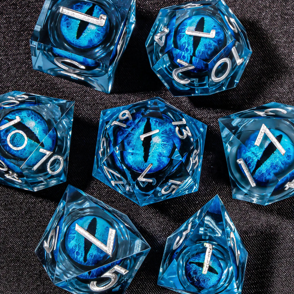 DND Liquid Core Dice Set D&D, Sharp Edge Resin Dungeon and Dragon Dice, Role Playing RPG D and D Dice D20 D12 D10 D8 D6 D4
