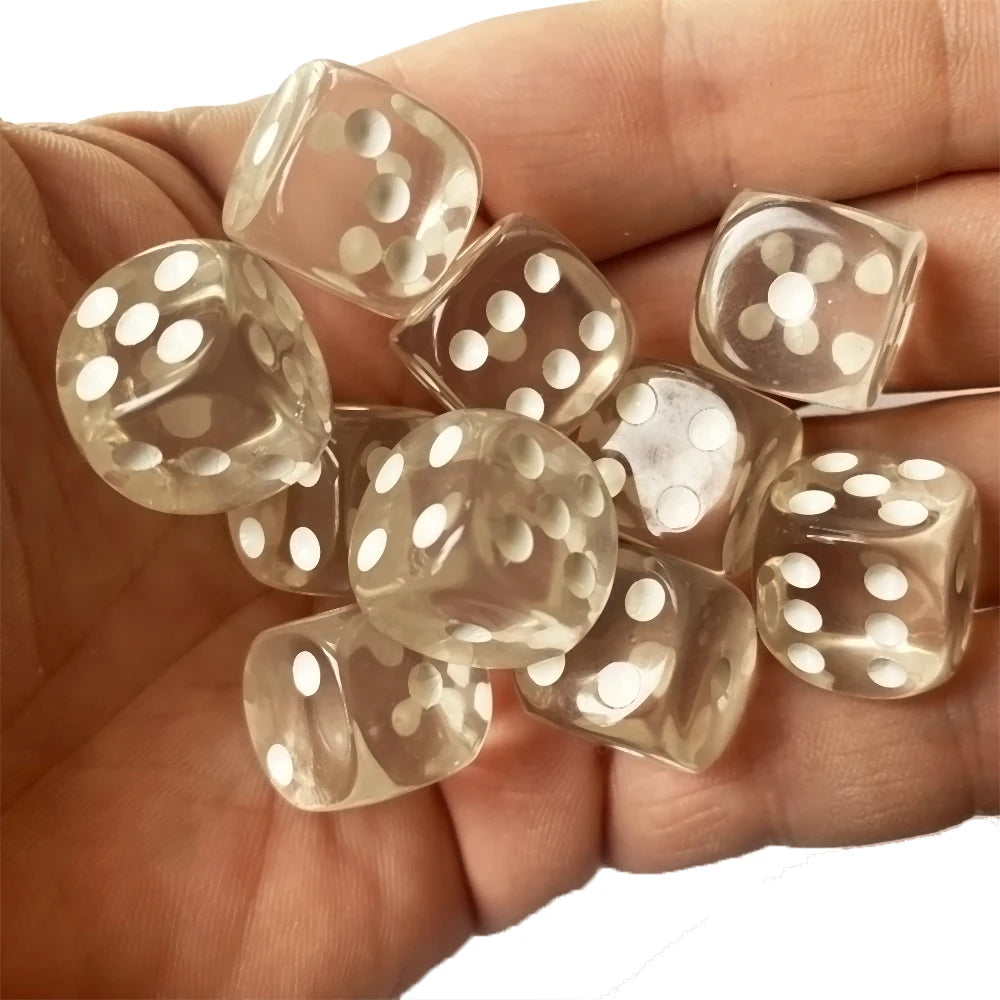 10pcs/Pack Transparent Acrylic Dice 16mm High Quality Multicolour #16 Round Corner Boutique Game Dices Cubes
