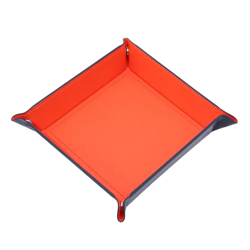 Rolling Folding Hexagon Dice Game Storage Tray PU Leather&Velvet Mat Holder Double Sided Thick Office Supplies Storage Tools