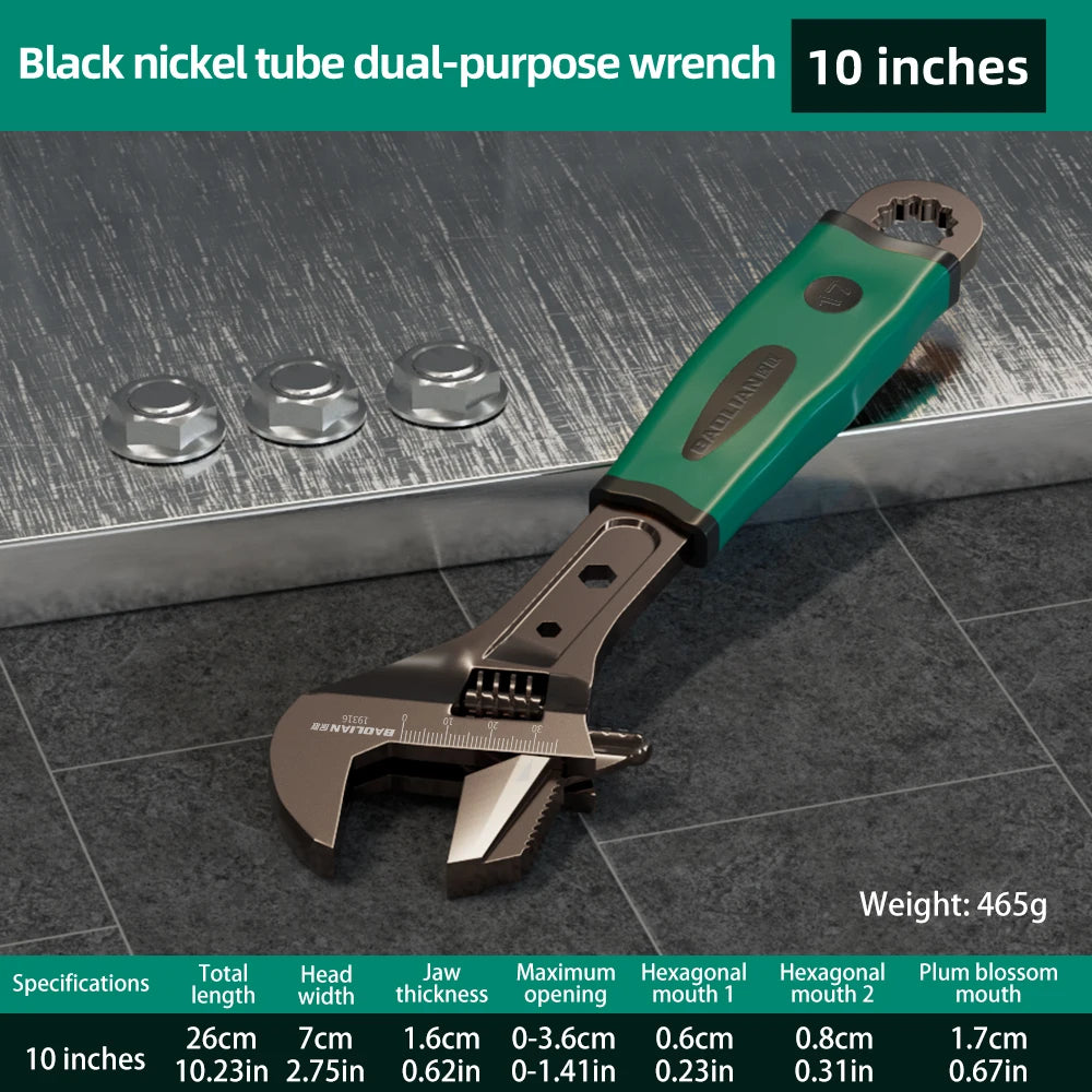 Black Nickel Adjustable Multifunction Wrench 8 /10 / 12 / 15 inch Rustproof Black Nickel Finish Auto Repair Hardware Tools