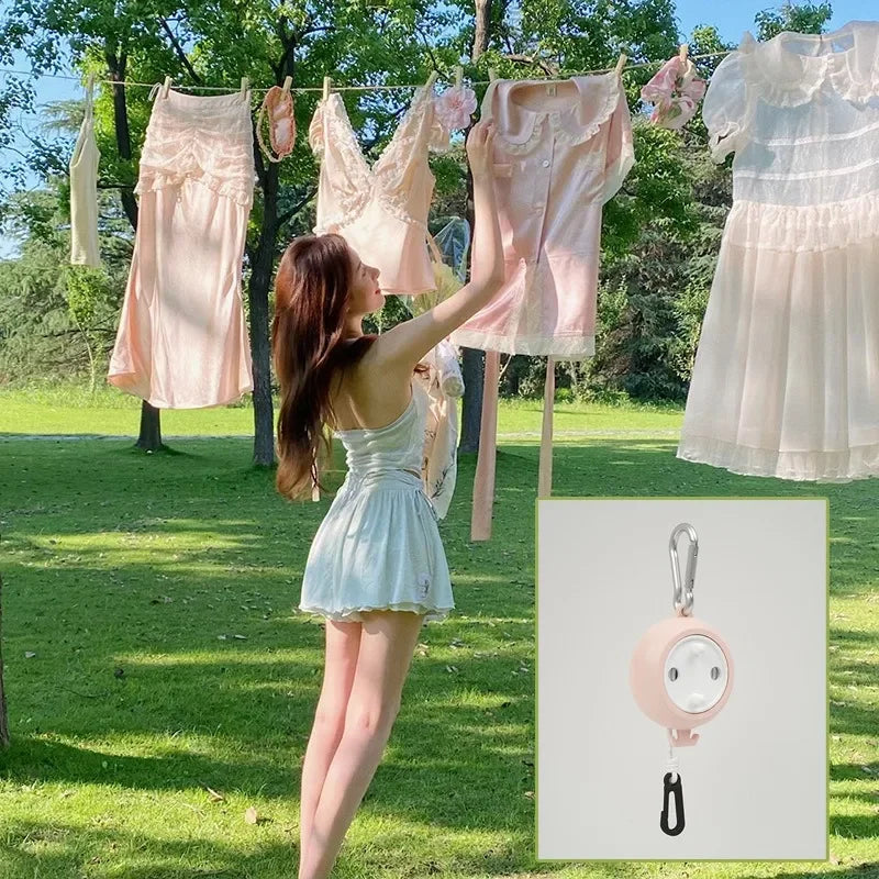 Non-Perforated Clothesline Retractable Portable Travel Drying Rack Outdoor Camping Windproof Portable Hanging Rack Clothing