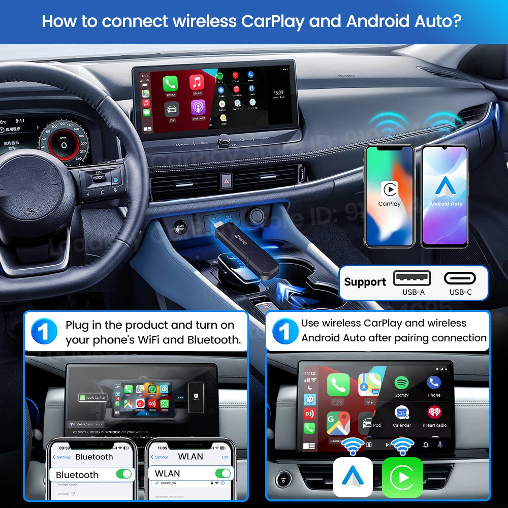 CarlinKit MINI SE Pro Wireless Adapter Smart Wireless CarPlay Android Auto USB Dongle WiFi Bluetooth Auto Connection OTA Upgrade