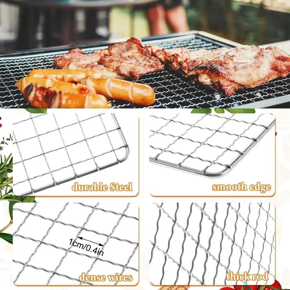 New Stainless Steel Grill Rack Grids Reusable Rectangular BBQ Roasting Rack Nonstick Baking Cooling Rack Outdoor Barbeque Oven