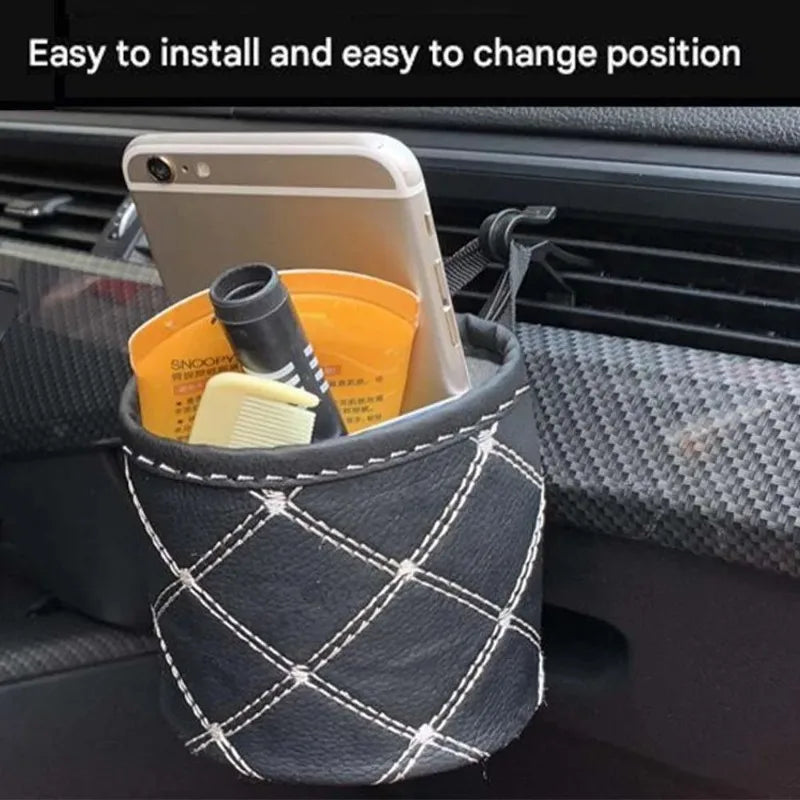 Car Outlet Air Vent Clip Storage Organizer Phone Holder Trash Box Sunglasses Storage Bags Multifunctional Hanging Accessories
