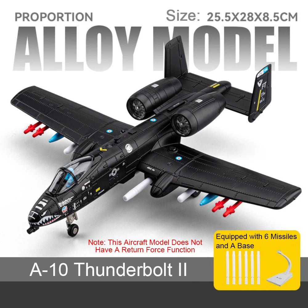 1:32 F-14 Tomcat‌ A-10 Thunderbolt II‌ Fighter Model Toy Sound Light Doors Opened Military Airplane Models Collection Ornaments