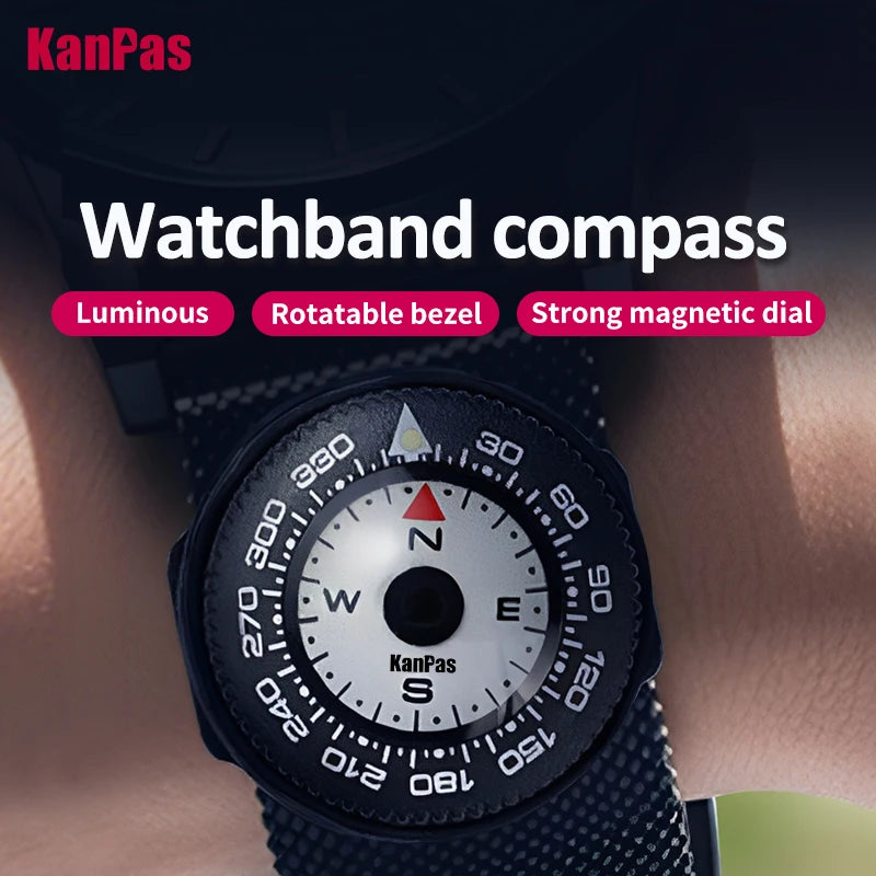 KanPas Mini Button Map Compass with Turnable Bezel/Watchband Compass /Powerful Luminous Compass A-18-LH