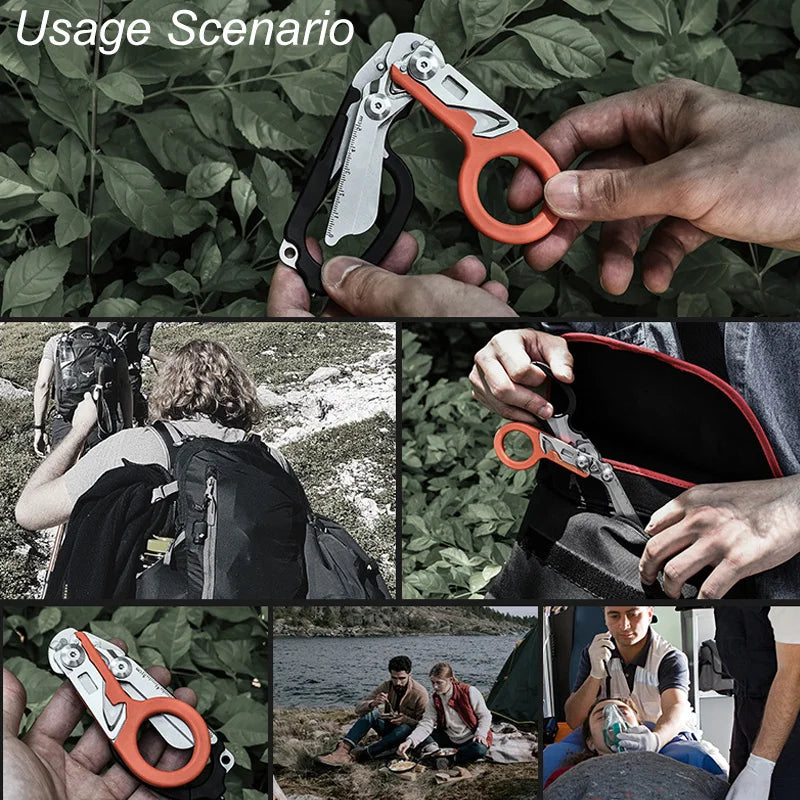 6-in-1 Tactical Emergency Shears Foldable First Aid Scissor Outdoor Survival EDC Rescue Tools Leatherman Raptors For Hiking Camp