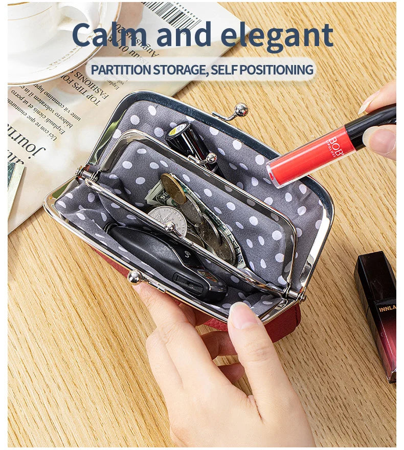 New women's coin purse, multi-layer card holder, girls' simple PU clasp wallet, portable lipstick coin purse, pocket bag