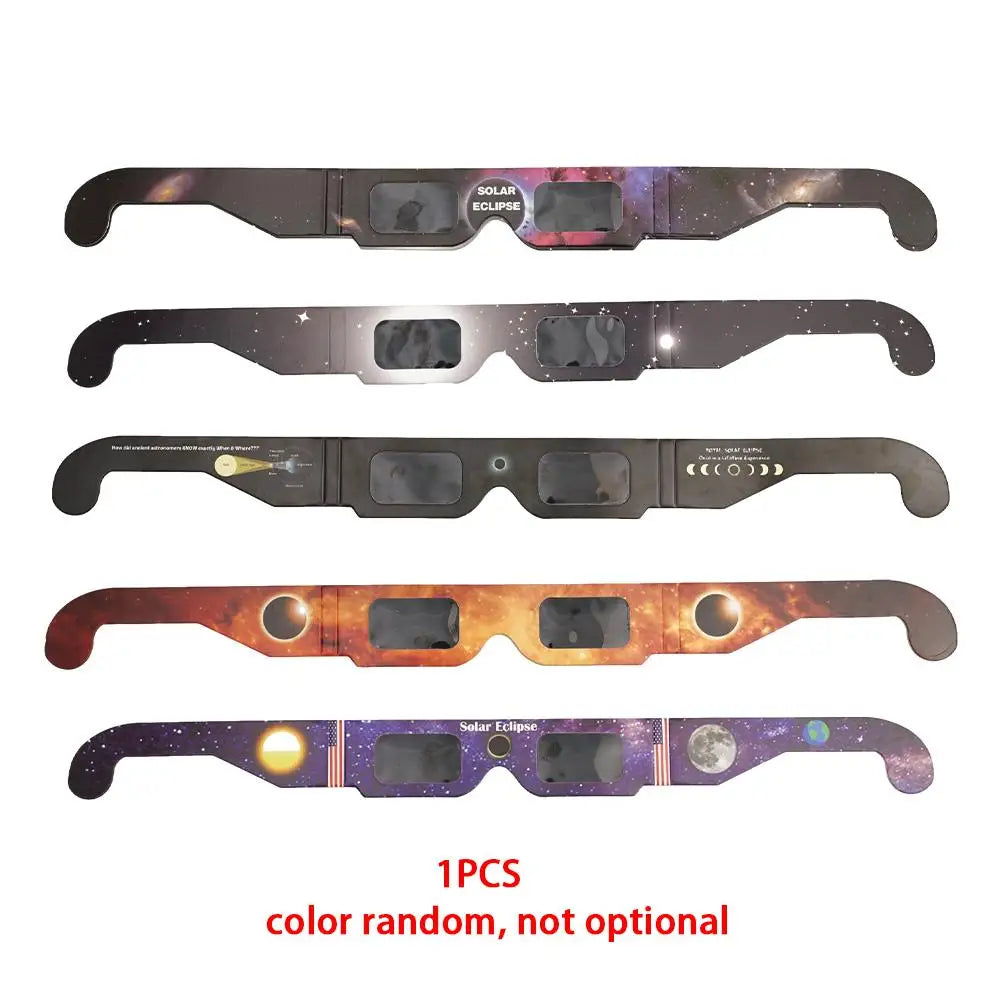 1pc Paper Solar Eclipse Glasses Anti-uv Viewing Glasses Safe Shades Random Color Protect Eyes Crisp Image Goggles ISO Certified