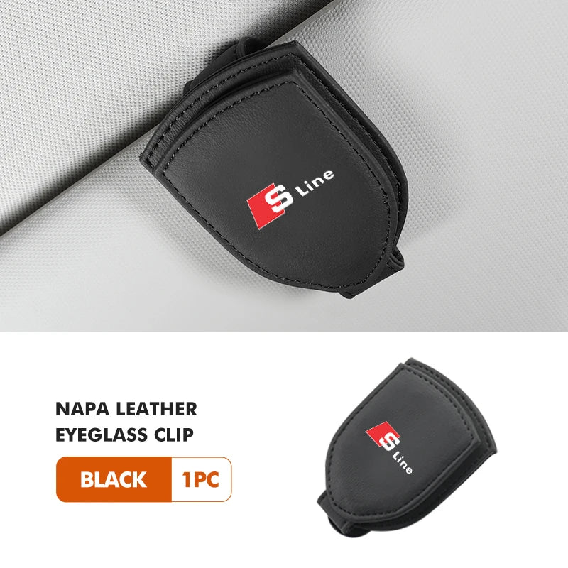Car Sun Visor Glasses Universal Holder Clip Auto Accessories For Audi Quattro A4 A5 Q5 A1 Q7B6 B8 B7 B9 B5 A3 8P 8V 8L A6