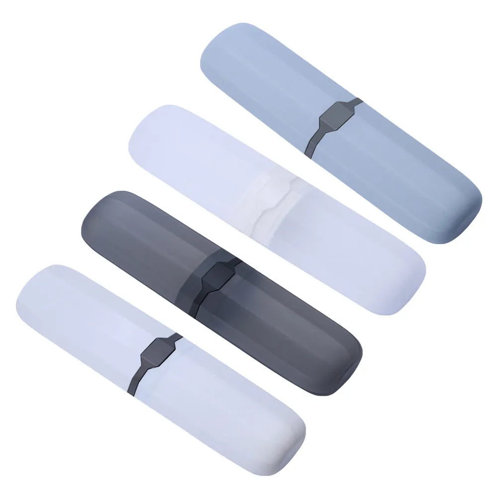 4Pcs Portable Toothbrush Case Travel Brush Box Plastic Storage Holder Toothbrush Protective Cover Outdoor Home Use White Gray