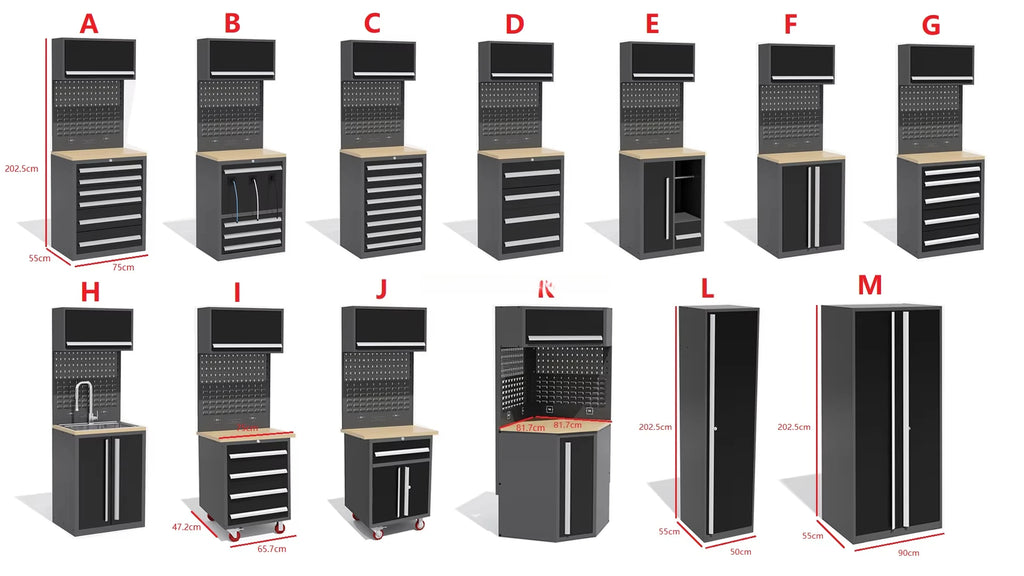 Modern Design  Metal Furniture Garage Storage Solution Metal Cabinet with Workbench for Repair Garage Workshop Cabinets