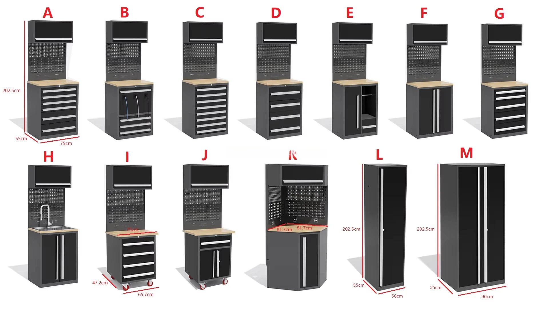 Modern Design  Metal Furniture Garage Storage Solution Metal Cabinet with Workbench for Repair Garage Workshop Cabinets