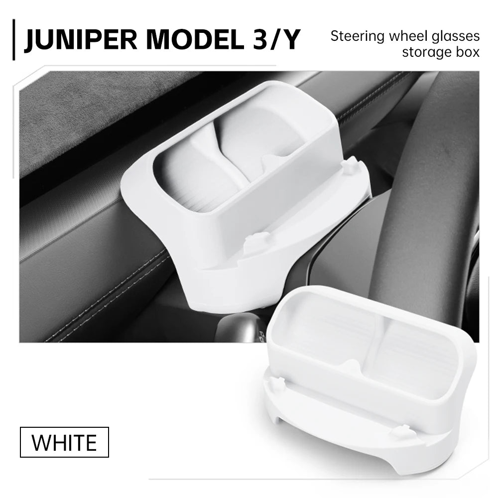 For Tesla Model Y Juniper 2025 2026 Car Instrument Panel Tray Storage Tray Steering Wheel Glasses Storage Rack Car Accessories