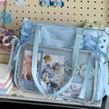 Large Capacity for Class Book Carrying Mailman Bag Girls Bow JK Shoulder Ita Bag Handbag College Style Crossbody Bag with Ribbon