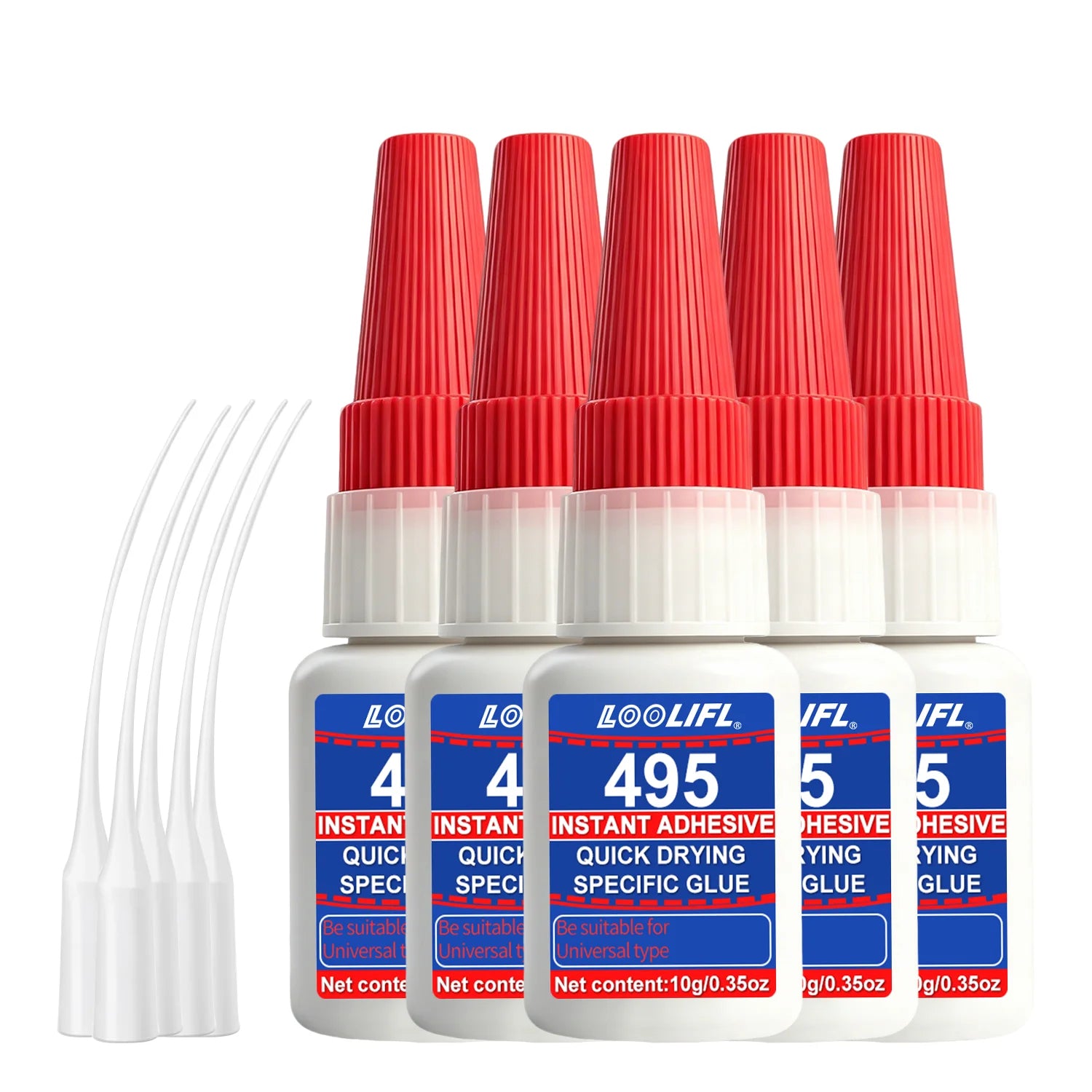 Loolifl 495 Super Glue 10g Fast Curing Instant Adhesive with Precision Tips, Low Odor Multi-Material Cyanoacrylate Glue for Repa