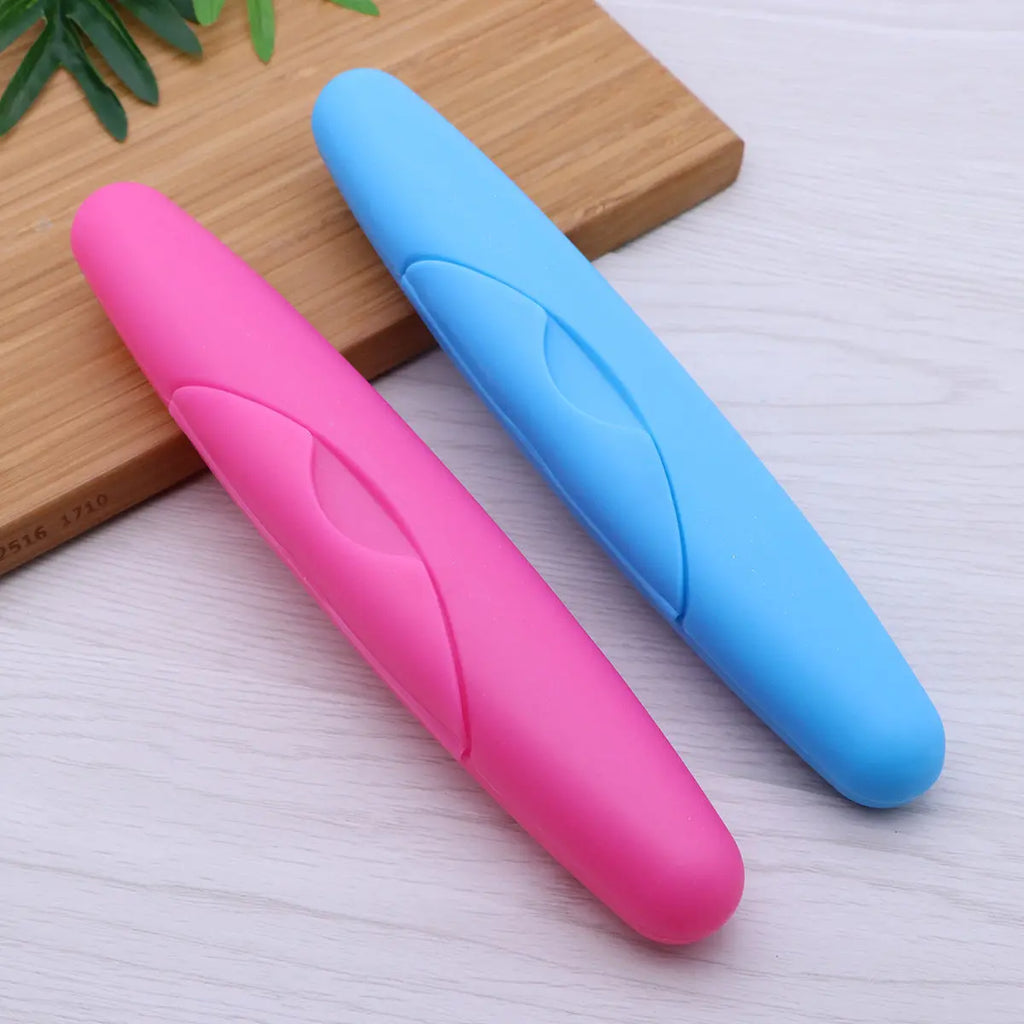 2Pcs Travel Toothbrush Box ABS Portable Protective Case with Seal Lock Bump Bottom Design for Hygienic Brush Storage and