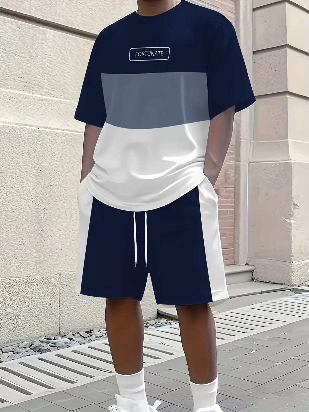 2026 Summer New Men's Short-Sleeved Set with 3D Letter Pattern Print for Street Casual Fashion Comfortable and Soft