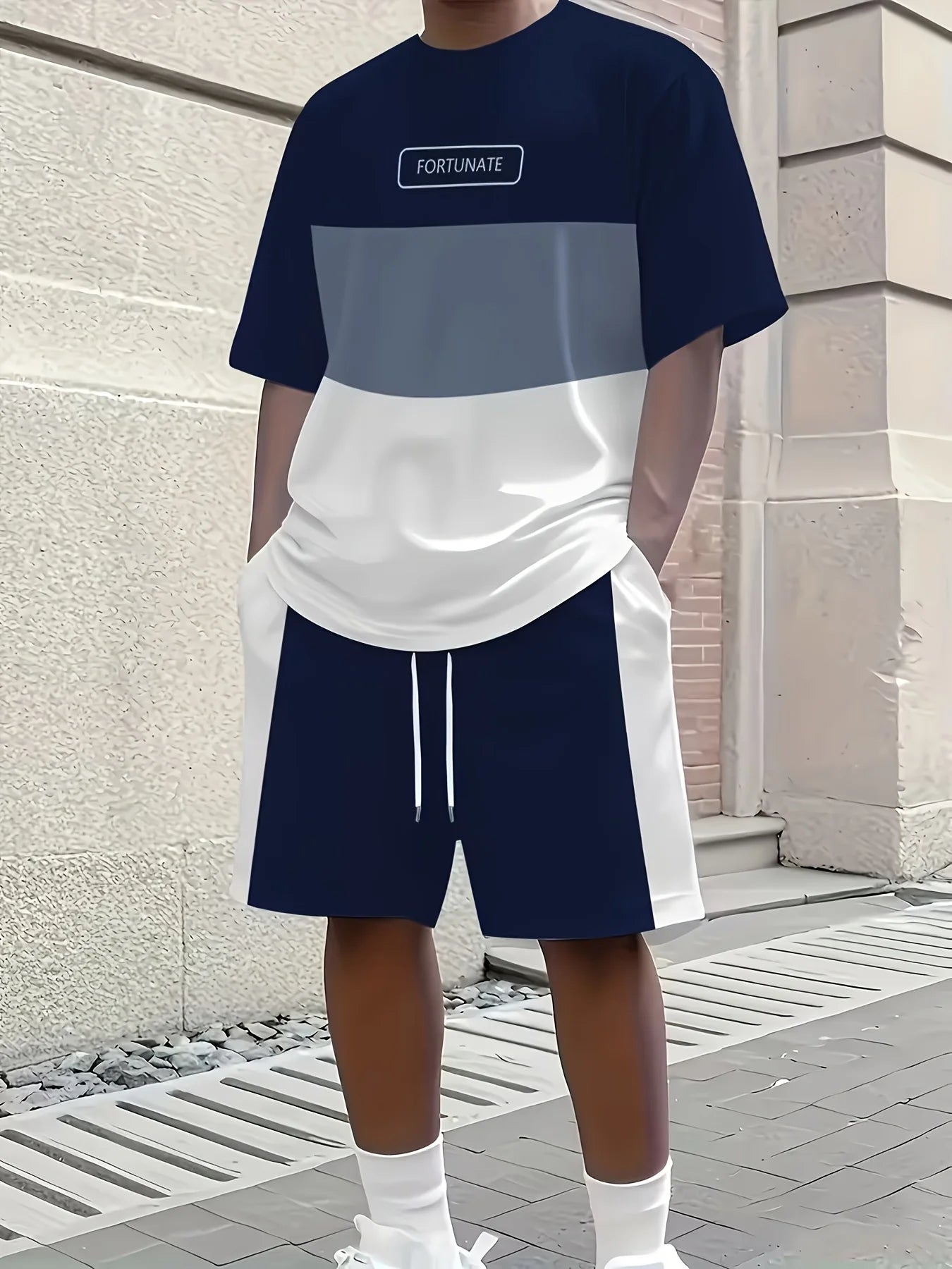 2026 Summer New Men's Short-Sleeved Set with 3D Letter Pattern Print for Street Casual Fashion Comfortable and Soft