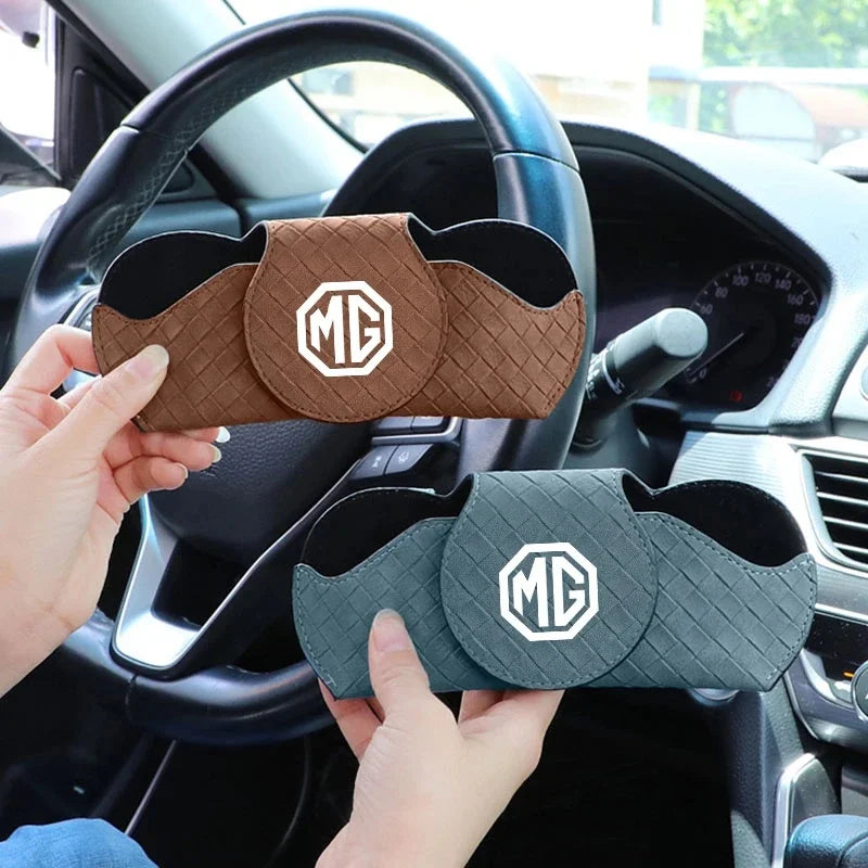 1Pc Woven Suede Car Sun Visor Sunglasses Holder for MG ZS EV HS EHS PHEV MG3 MG4 MG5 MG6 MG7 GT Dual Slot Eyeglass Storage Case