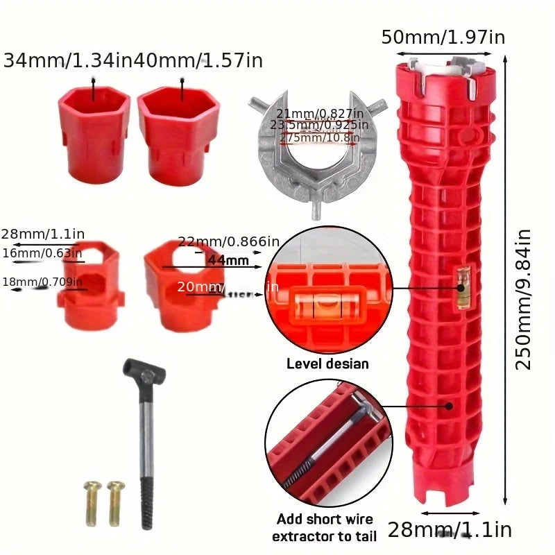 14-in-1 Multi-Function Sink & Faucet Repair Wrench - Durable ABS, Anti-Slip Long Handle for Kitchen & Bathroom Plumbing
