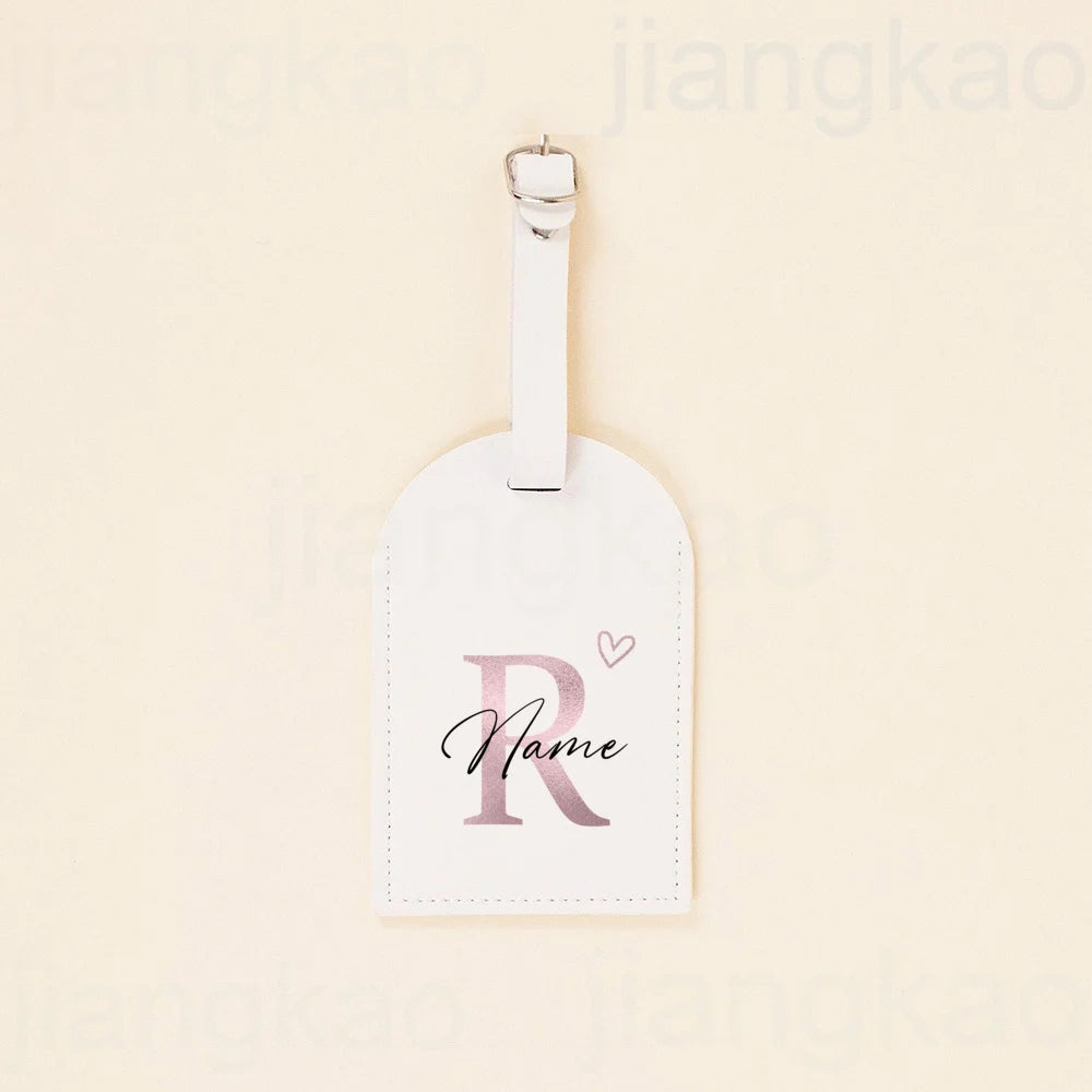 Personalized PU Luggage Tag Heart Letter with Name Suitcase Label Baggage Tags Travel Accessorie Wedding Birthday Gift for Her