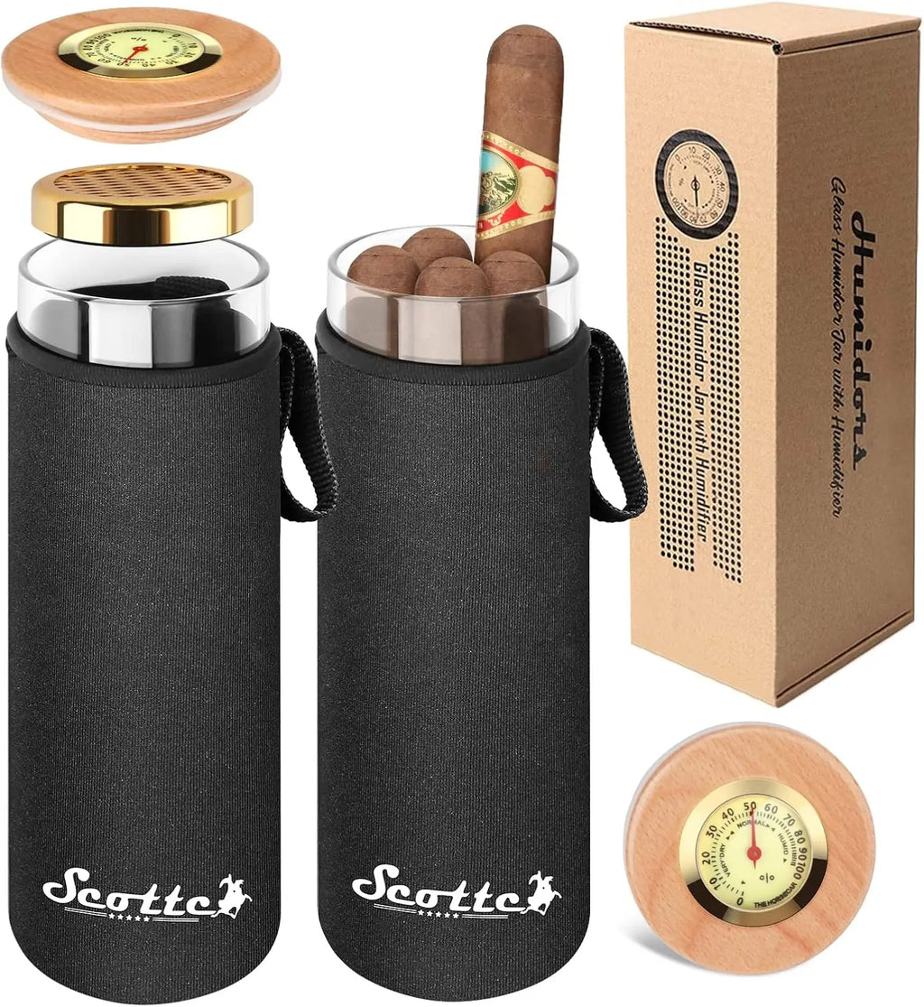 Cigar Case Humidor Gift Box Cigars Jar Humidifiers, Travel Cigar Tube for 4 to 5 Cigars
