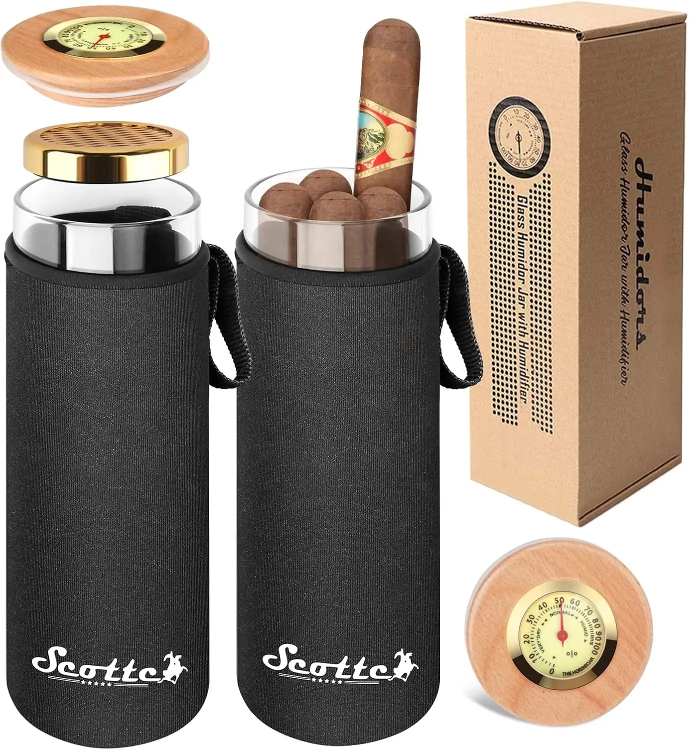 Cigar Case Humidor Gift Box Cigars Jar Humidifiers, Travel Cigar Tube for 4 to 5 Cigars