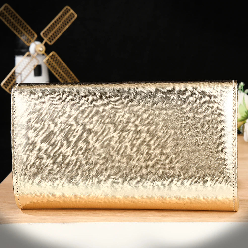New shiny evening bag - high-end metallic edges, versatile for formal banquets, ceremonies and gatherings. Handbag for ladies