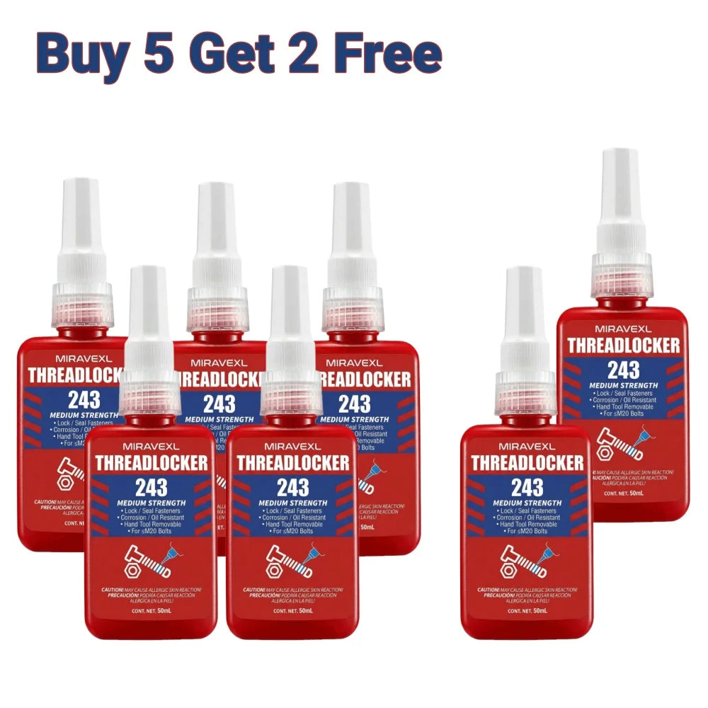 MIRAVEXL 243 Threadlocker Medium Strength Anaerobic Adhesive Antiloose Screw Glue Oil Resistant Fastener Sealant 10ml 50ml