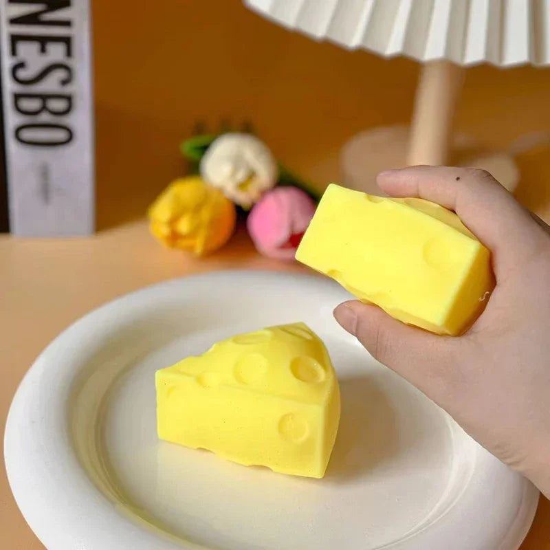 Cheese Squishy Toy Simulation Cheese Squeeze Toy Soft Cute Decompressing Pinching Cheese Sticky Slow Rebound For Adults Toy