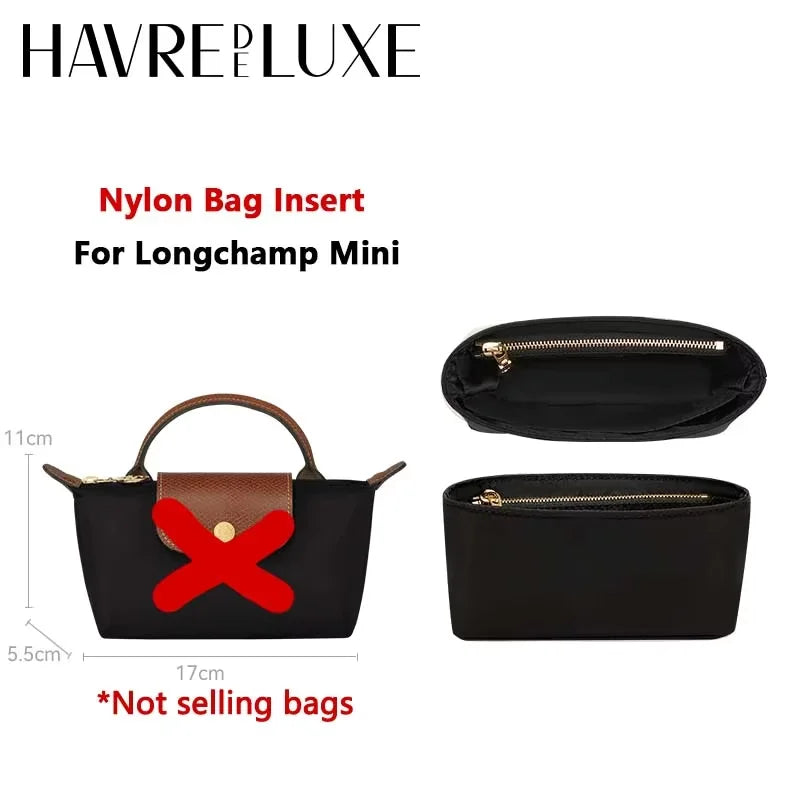 Nylon Purse Organizer Insert For Longchamp Le Pliage Large Tote Handbags Lghtweight Luxury Insert Bag Divider Shaper