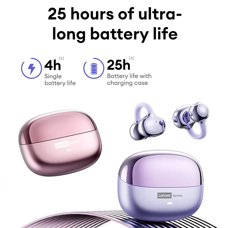 Choice Lenovo LE302 OWS Ear Clip Earphones Wireless Bluetooth 6.0 Headset HD Call Earbuds Low Latency Gaming Headphones New