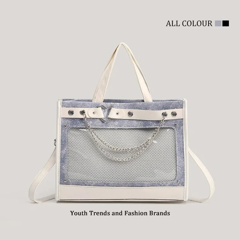 Original design niche fashion versatile simple daily pain bag large capacity chain love sweet cool portable messenger