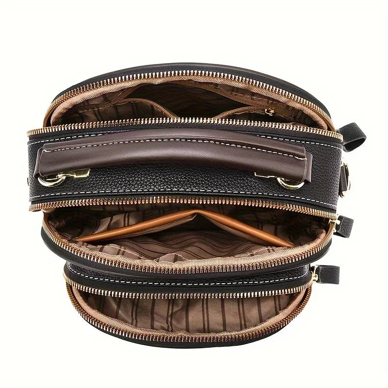 Luxury Multi-pocket Women's Shoulder Bag Hard Leather Handbag For Female Fashion