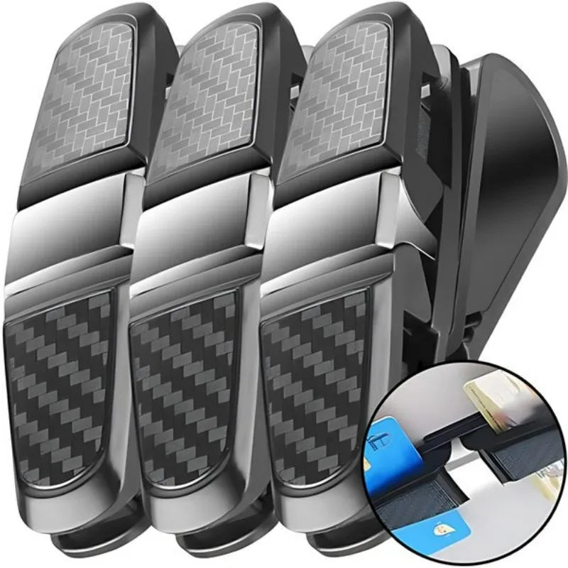 Silver Car Glasses Case Auto Sun Visor Glasses Holder Sunglasses Clip Card Holder Eyeglasses Accessories Car Interior