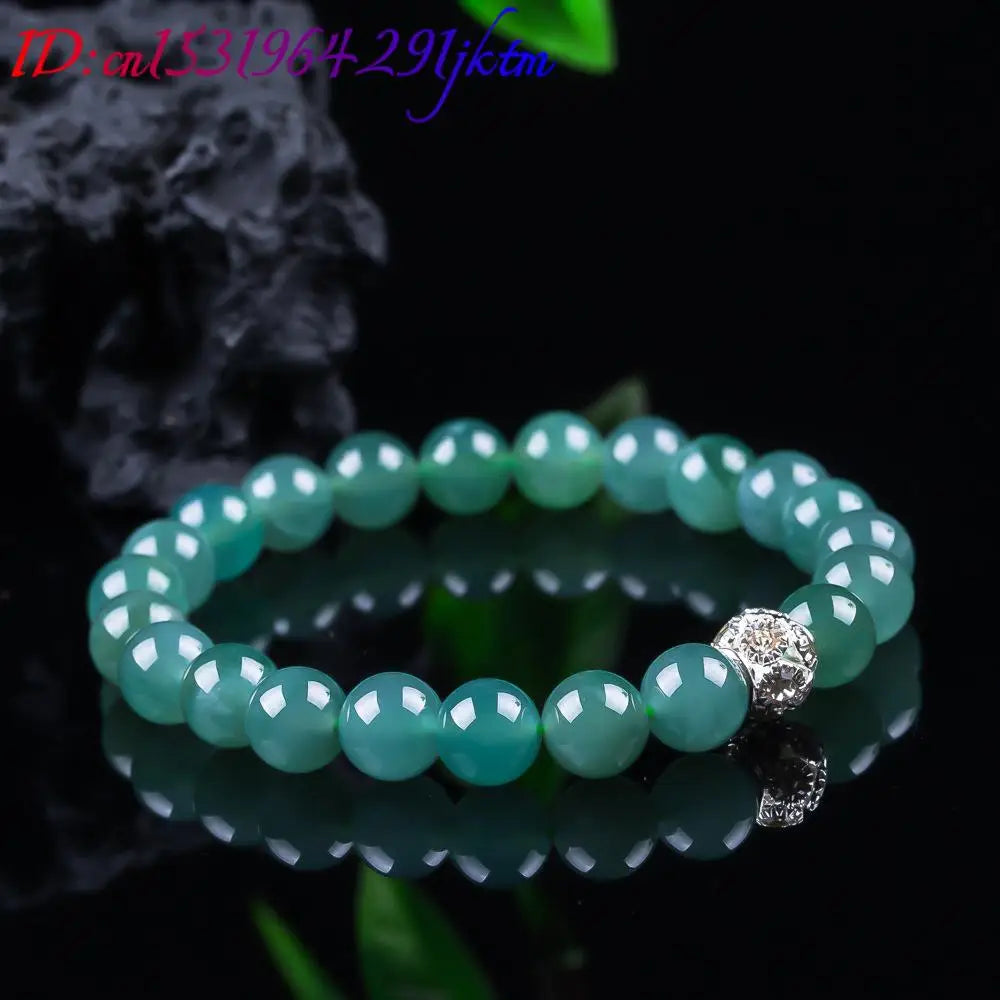 Natural Burmese Jadeite Bead Bracelet Bangle Accessories Carved Gemstone Jewelry Real Jade Amulet Designer Gifts for Women