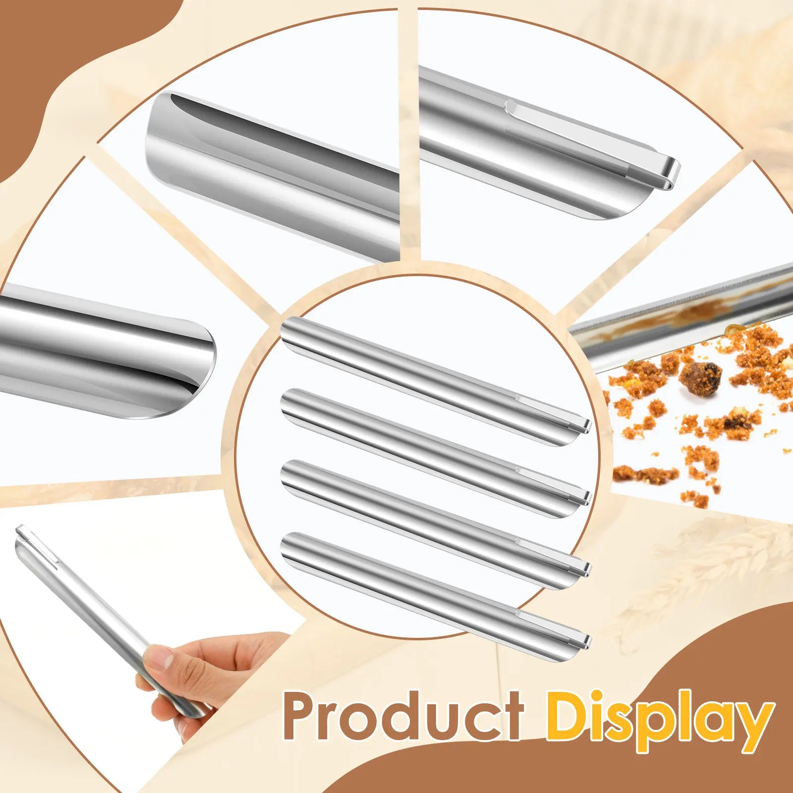 4Pcs Crumb Scrapers Stainless Steel Table Crumb Sweeper Kitchen Countertop Crumbs Collector Cleaner Scraper