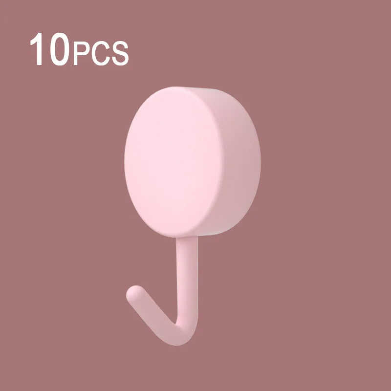 10Pcs Self Adhesive Wall Hook Strong Without Drilling Coat Bag Bathroom Door Kitchen Towel Hanger Hooks Home Storage Accessories