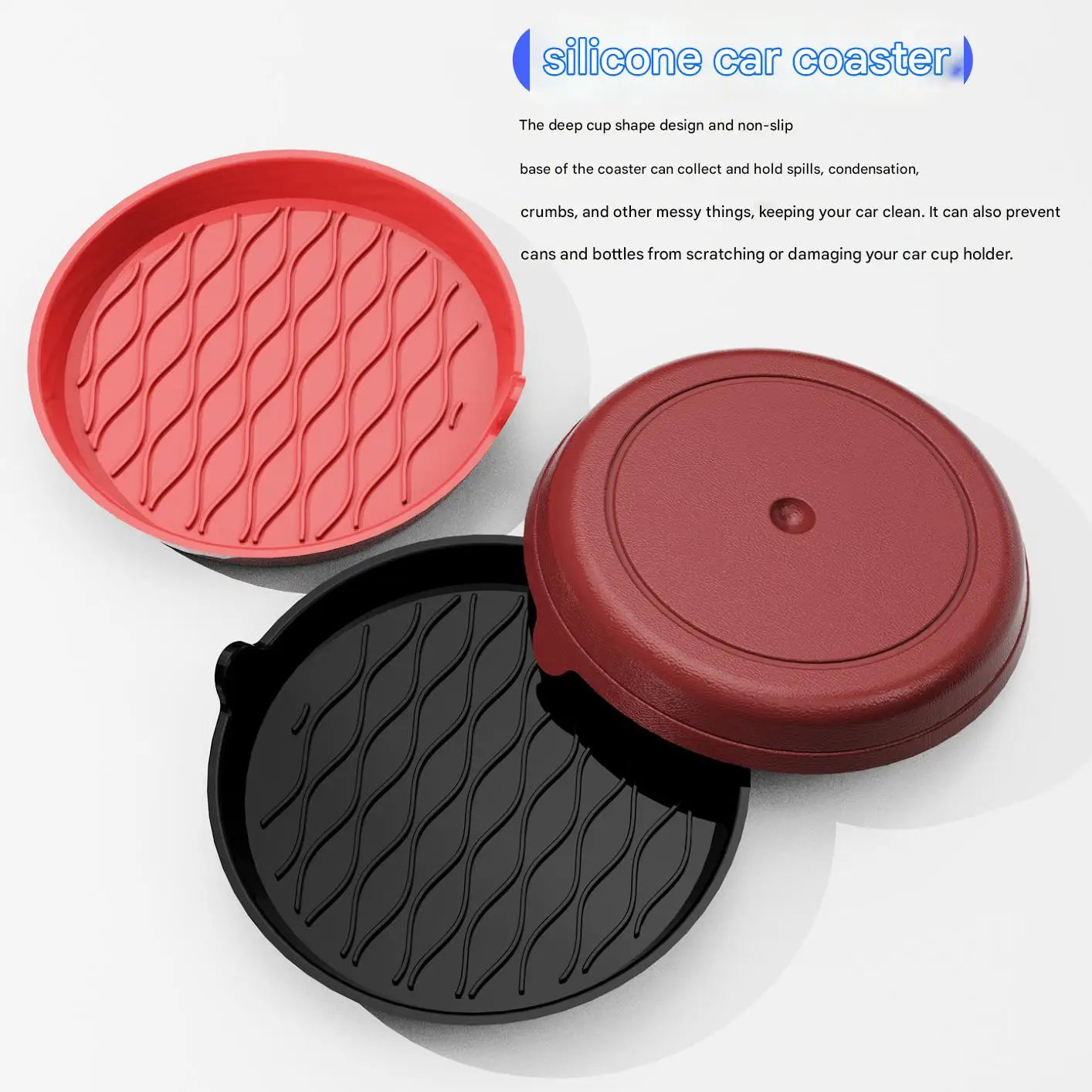 Car Silicone Cup Holder, Universal Round Car Interior Storage Compartment Anti-Slip Mat