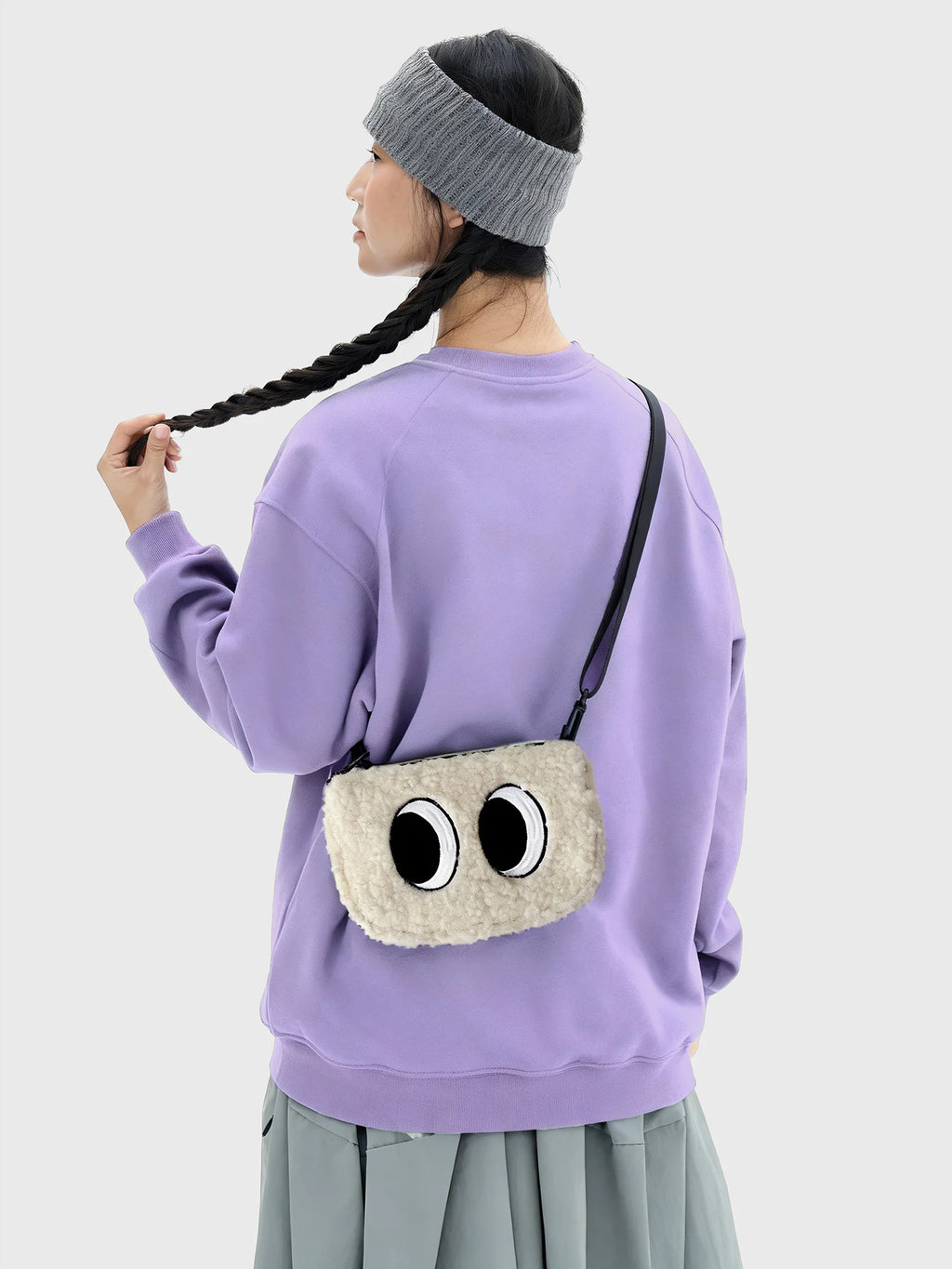 Lightweight Cute  Rice Ball Plush Earphone Bag Crossbody Phone Pouch for Young Girls Cartoon Style Polyester