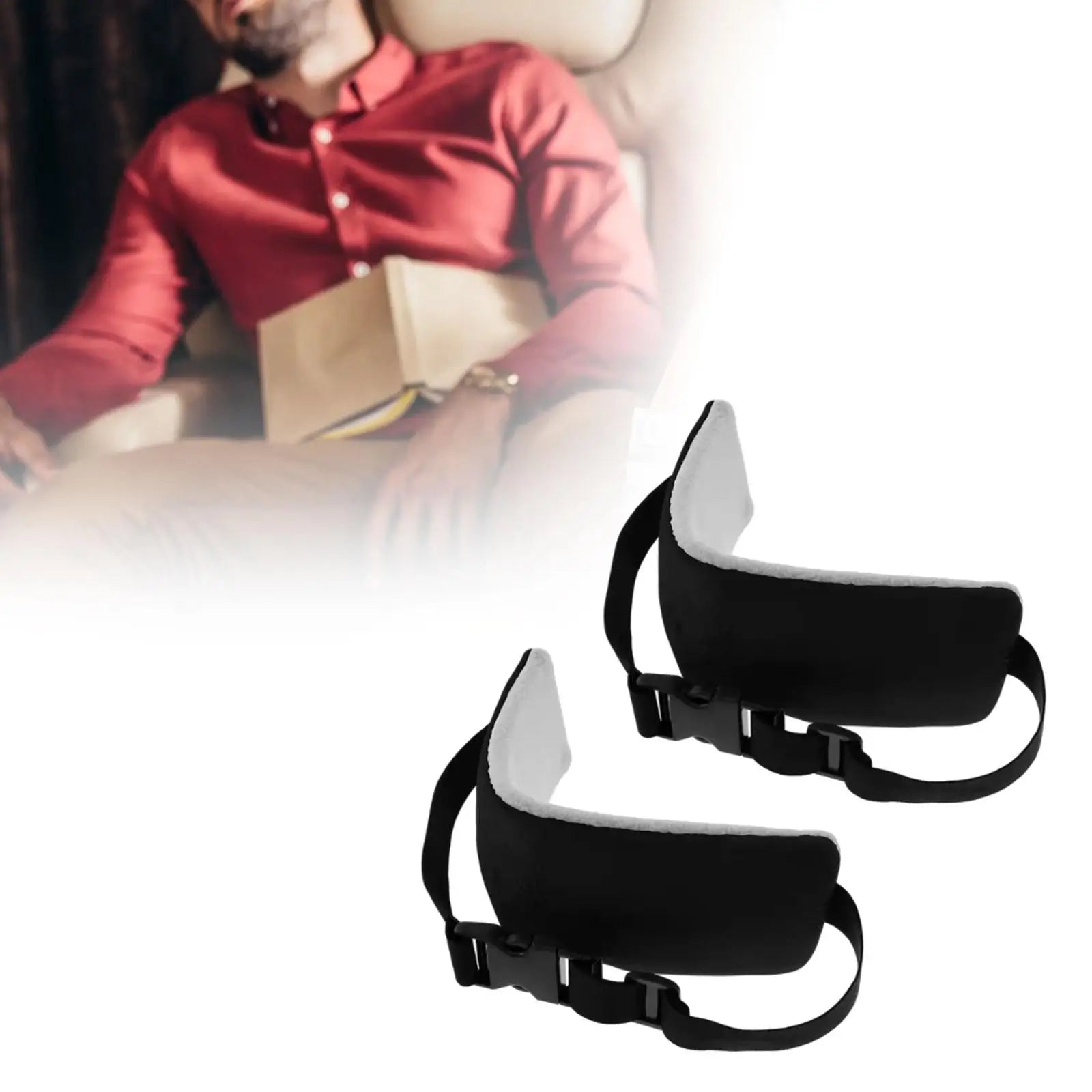 Compact Head Support Band Flannel Neck Pillow Strap Travel Headrest Cushion for Comfortable Sleep on Airplane or Car