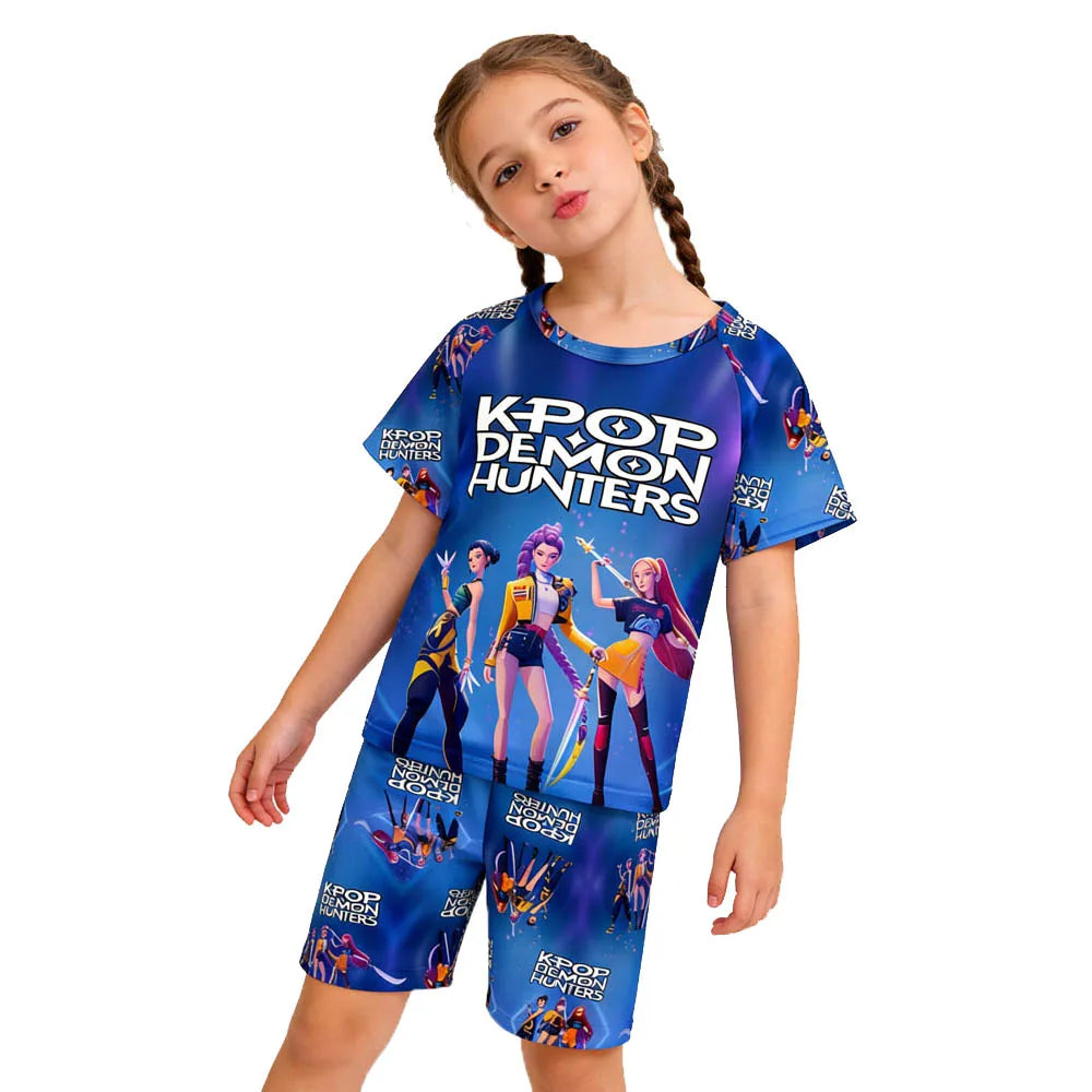 Children's Pajama Set, Short Sleeve, Girls' Clothing, 2-Piece Set, Children's Pajamas, Cute Boys' Pajamas, Ages 3-12