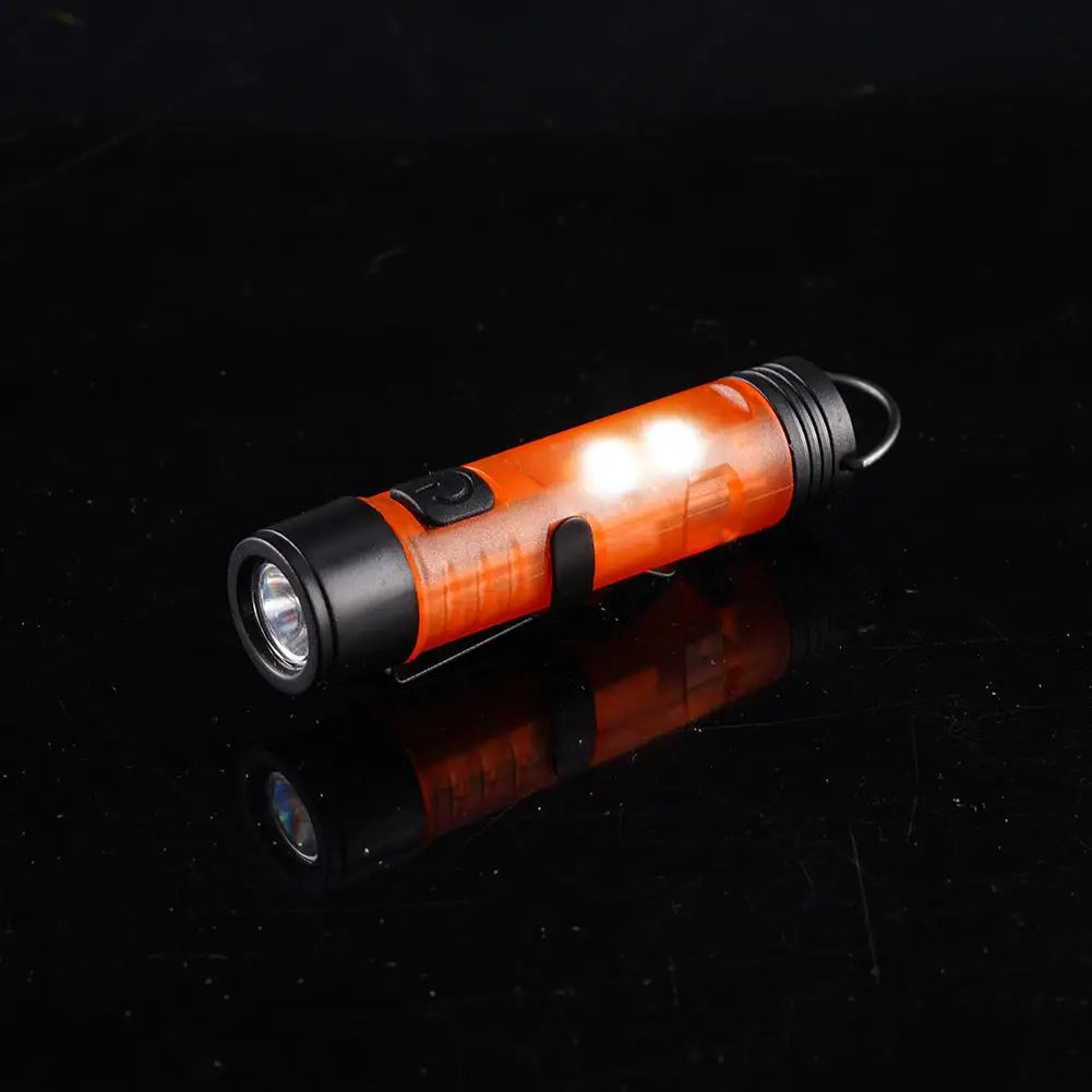 Pocket Mini Flashlight Outdoor LED Key Clip Cap Torch Long Endurance USB Rechargeable Emergency For Hiking Camping Trail