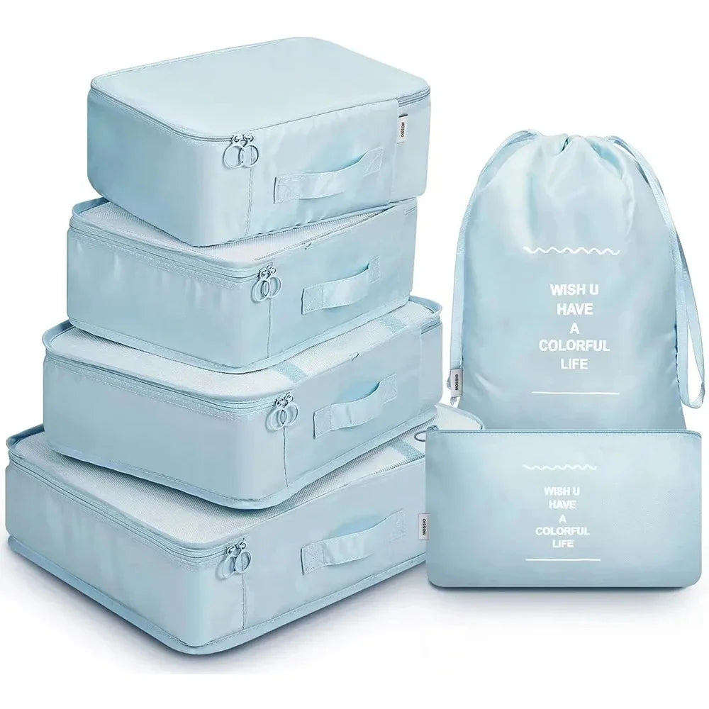 6pcs Travel Bag Organizer Clothes Luggage Travel Organizer Blanket Shoes Organizers Bag Suitcase Traveling Pouch Packing Cubes