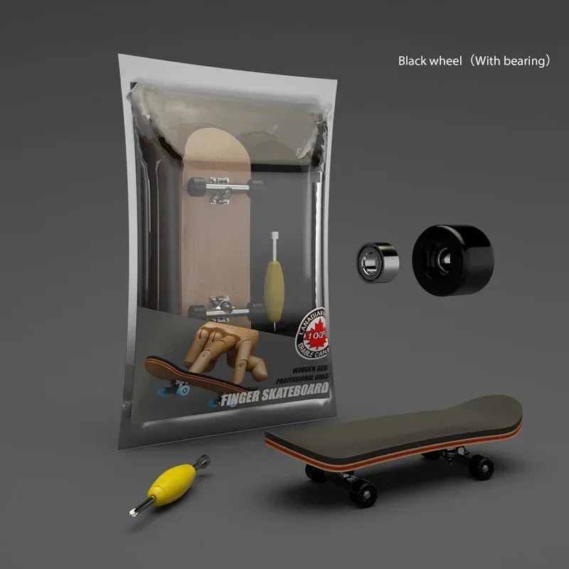 1set Professional Finger Skateboard Five-Layer Maple Wood Bearing Alloy Wheel Fingertip Skateboard Venue Swingable