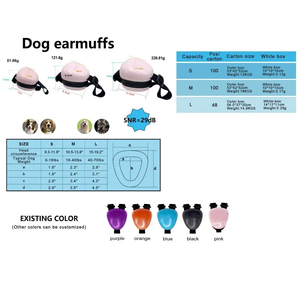 Noise Protection Dog Ear Muffs Hearing Protection Soundproof Pet Earmuff Universal 29dB NRR Puppy Ear Shield