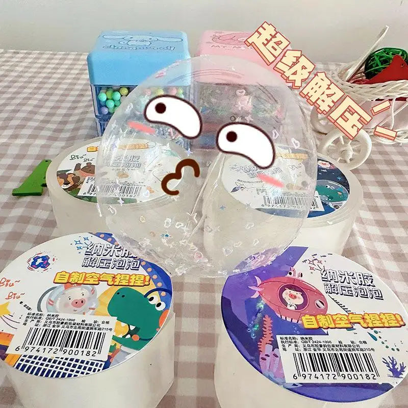 DIY Blowing Bubble Nano Tape Double Sided Nanoglue Tape Adhesive Waterproof DIY Crafts Tape Children Toys Kids Decompression Toy