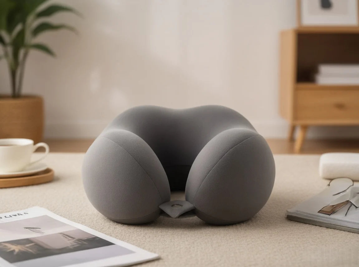 Memory Foam U Shaped Neck Pillow Ergonomic Cervical Support Soft Breathable Washable for Airplane Car Office Nap Travel Headrest